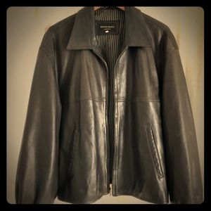 Bruno Magli Leather Coat Size 44 Made in Italy